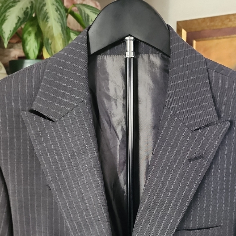 Theory Laine Men’s Pinstripe Blazer 40R Black Wool Blend Sport Coat - Picture 2 of 16